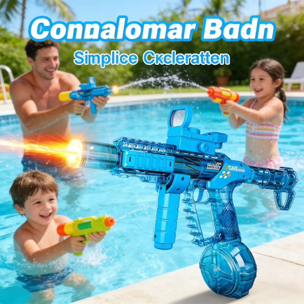 

New Model Flaming Electric Water Gun Fully Automatic Water Blasters Long Range High Capacity Summer Beach Toy for Children Gift