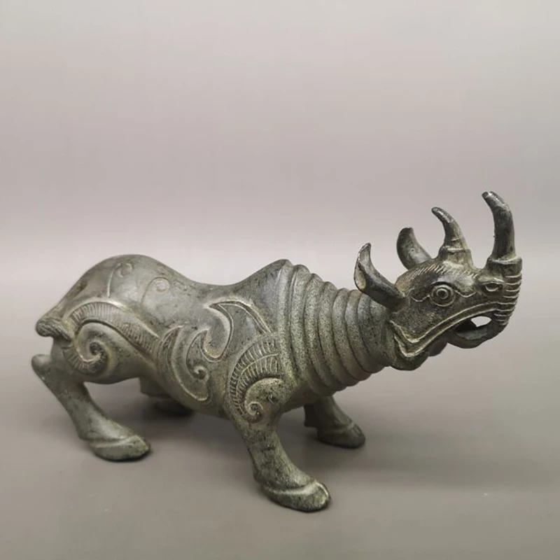 

Antique collectible copperware, old copper rhinoceros, home living room decoration, vintage animal ornament, craft item