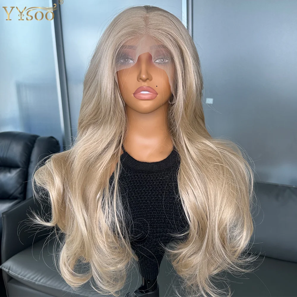 긴 미리 뽑은 헤어라인 반 손으로 묶인 가발 103 #   컬러 바디 웨이브 13x6 글루리스 퓨투라 합성 앞면 레이스 가발 여성용 여성용