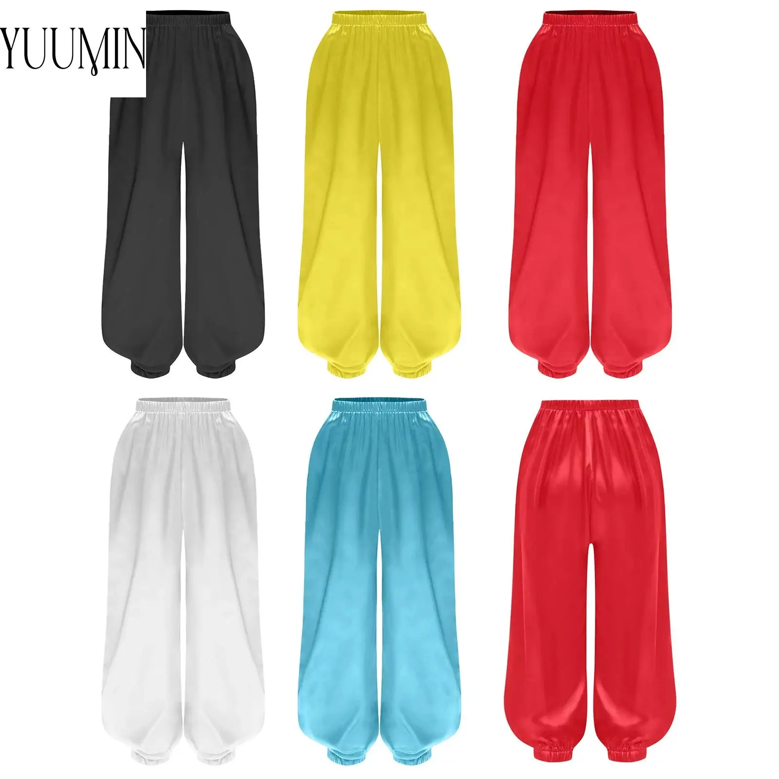 

Boys Girls Chinese Traditional Wushu Costumes Kung Fu Uniform Tai Chi Wing Chun Martial Arts Outfit Stretchy Solid Color Pants