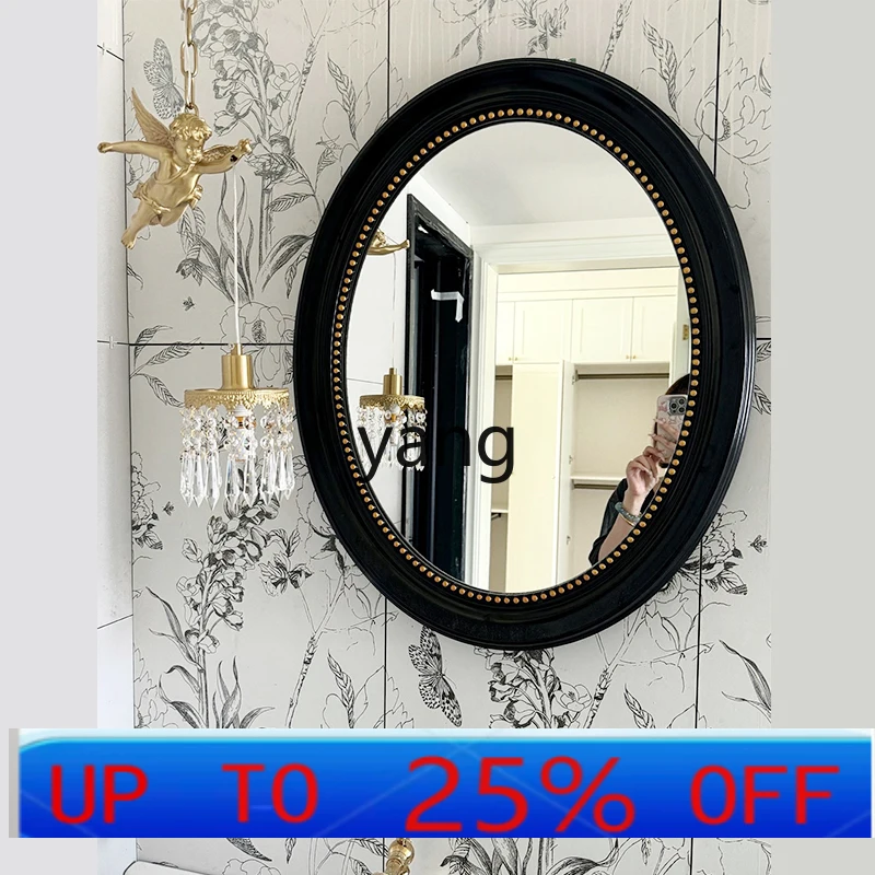 

LTT Oval Black Medieval Bathroom Mirror Wall Hanging Decorative Mirror Bath Mirror Smart