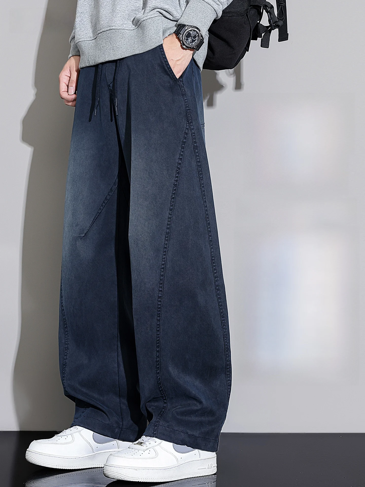 

American Sle Knife Jeans Men's Autumn Winter Loose Straight Leg Winter Thiened Fce Casual Pants Youth Leisure Faion