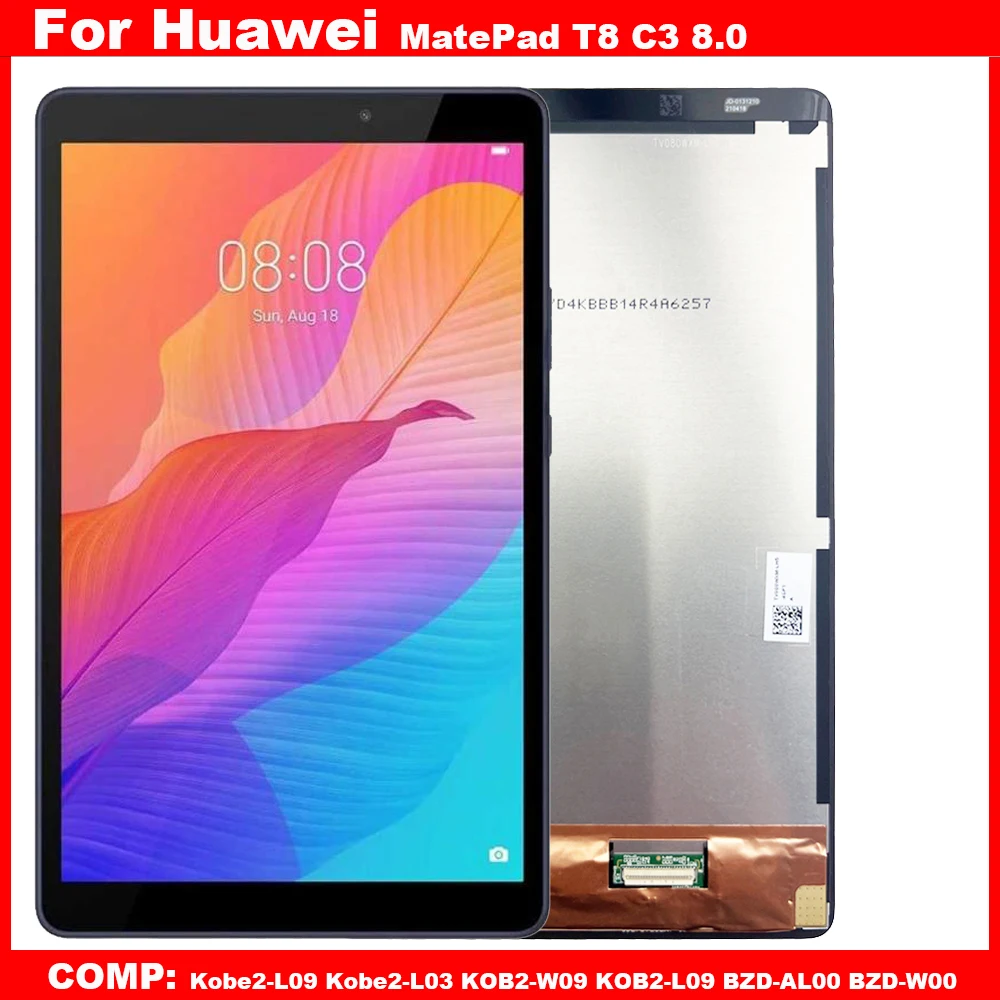 

НОВЫЙ для Huawei MatePad T8 C3 8,0 KOB2-W09 KOB2-L09 Kobe2-L03 BZD-AL00 Kobe2-L09 ЖК-дисплей с цифровым преобразователем сенсорного экрана в сборе