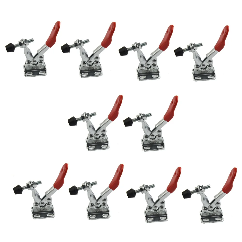 10 stücke Toggle Clamp GH-201A 27 kg Quick Release Hand Werkzeuge Horizontale Clip Set U-förmigen Bar Hand Werkzeug für Holzbearbeitung Tischlerei