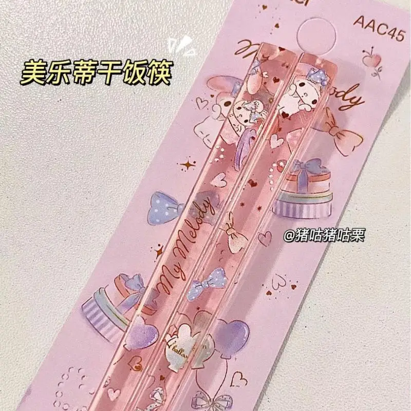 Sanrio Chopsticks Cinnamoroll My Melody Beautiful Acrylic Mold Proof Easy Carry and Can Be Sterilized At High Temperatures Gifts