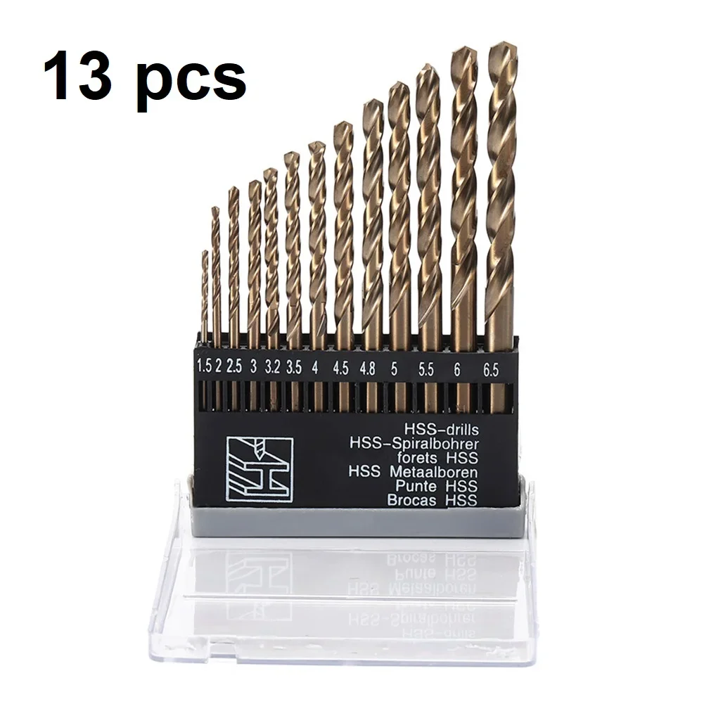 M35 HSS Drill Bits Set, Split Point, 135 Graus, Aço Inoxidável, Ferramentas Elétricas, Acessórios para Ferramentas, Alta Qualidade, 13Pcs