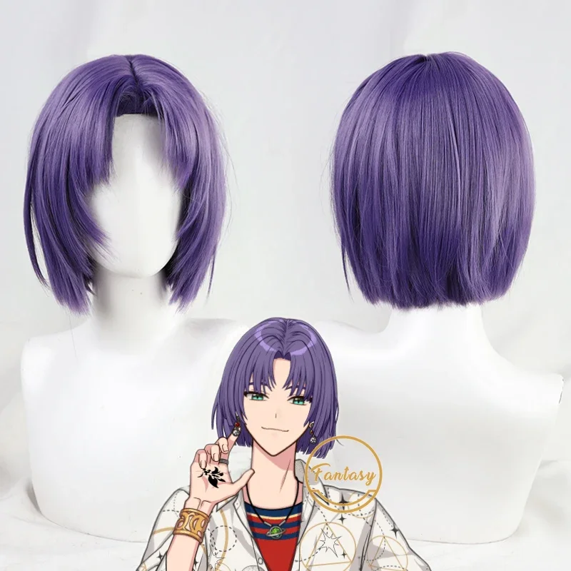 

Murr Game Promise of Wizard Wig Cosplay Heat Resistant Synthetic Short Purple Hair Halloween Costume Party Wigs + Free Wig Cap