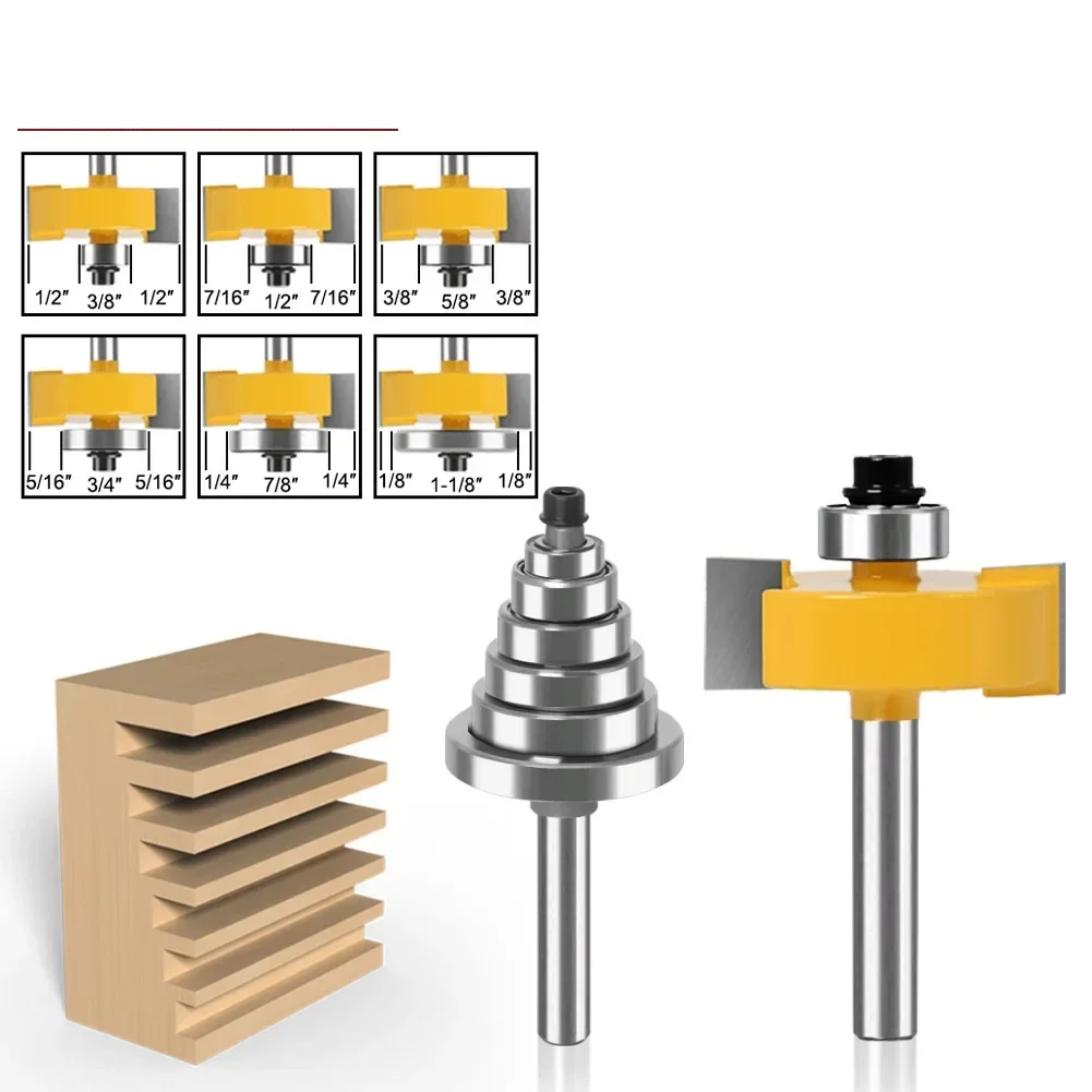 

Фреза с фаской и набором из 6 подшипников -1/2 "H -6,35 мм 12,7 мм 8" хвостовик Деревообрабатывающий резак Шиповый резак для деревообрабатывающих инструментов