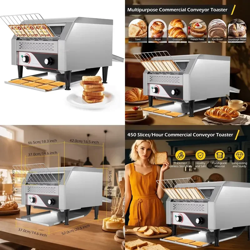 2026 Stainless Steel Commercial Conveyor Toaster 450 Slices Sandwich Toaster Restaurant Kitchen Equipment Manufacturer