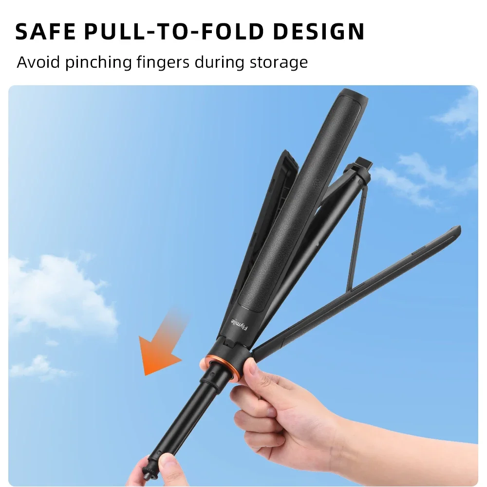 Flymile Ein-Klick-Aufklapp-Stativ für DJI Pocket 4/4P/3/Insta360 X6/Gopro Kamera, 1,6 m verstellbarer Selfie-Stick für Vlgo-Video. – Detail 12