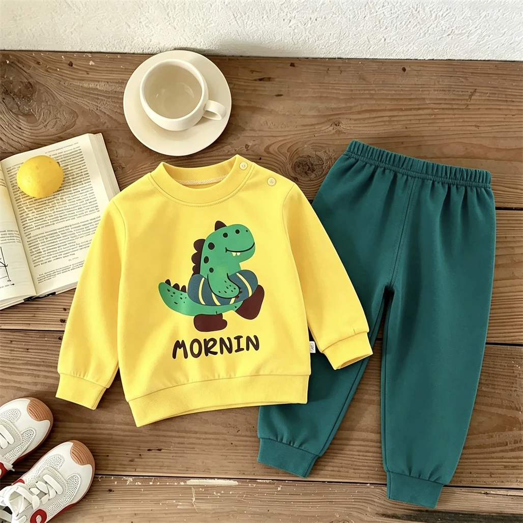 Neues Design Schlafanzug Zweiteiliges Set für Kleinkinder aus Reiner Baumwolle, Langarm-Outfits für 1-4 Jahre Alte Kinder, Niedliche Pullover-Pyjamas mit Hosen – Detail 5