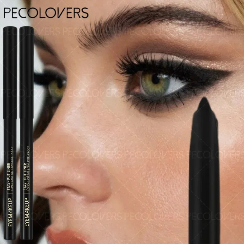 2pcs Waterproof Black Eyeliner Gel Pencil Lasting Natural Smooth Easy Wear Matte Quick Drying Non-Smudge Eyeliner Gel Pen Makeup