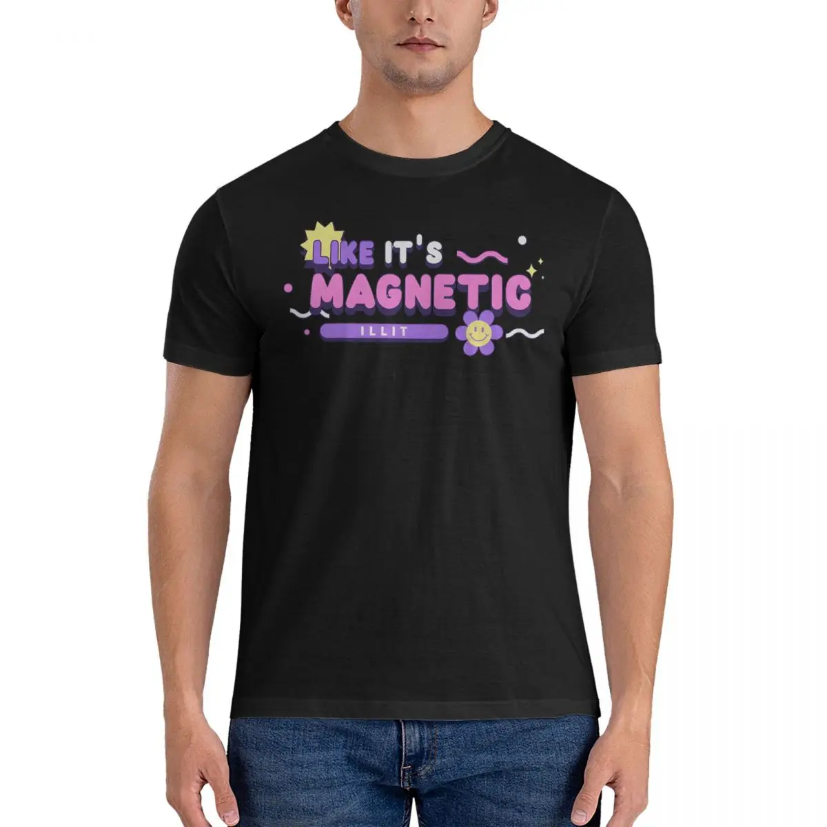 Magnetic Merch For Fans T Shirt Men Pure Cotton Novelty T-Shirts Crew Neck ILLIT Kpop Tees Short Sleeve Clothes Original