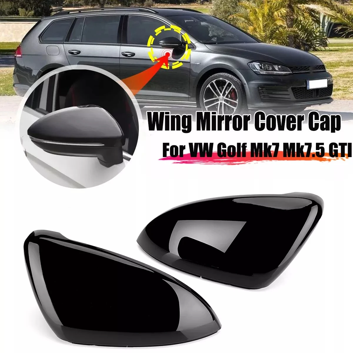 Car Side Mirror Cover For VW Golf 7 MK7 MK7.5 2013-2018 Touran Rear View Mirror Housing Caps Automobiles Parts Accessories Trim