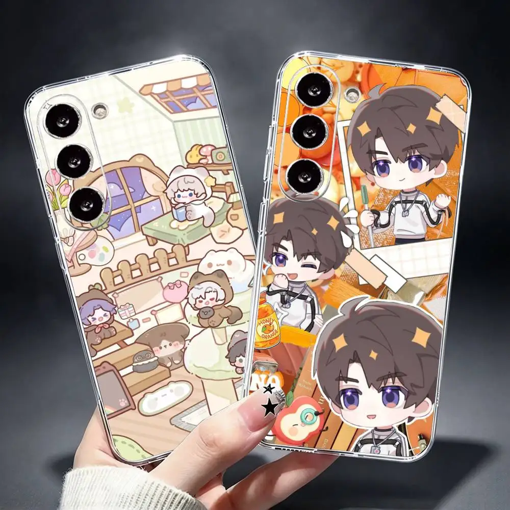 Cute Love and Deep Space Transparent Phone Case For Samsung Galaxy A73,A72,A71,A70,A53,A52,A51Soft Cover