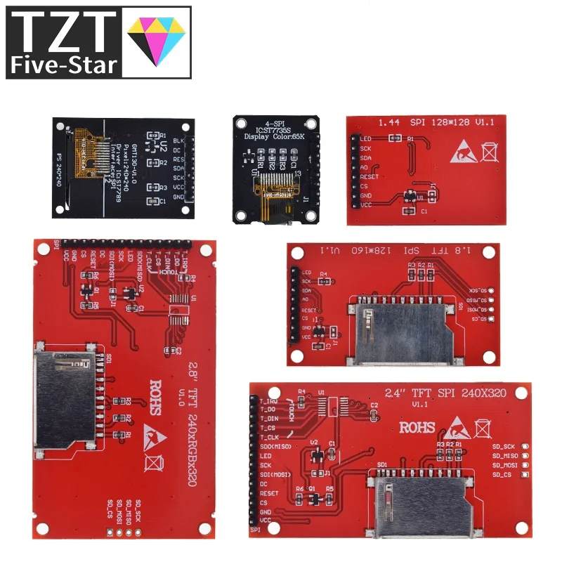 TFT Display 0.96/1.3/1.44/1.8/2.4/2.8/3.5 Inch TFT Full Color Screen LCD Module ST7735 ILI9341 Driver Interface SPI for Arduino