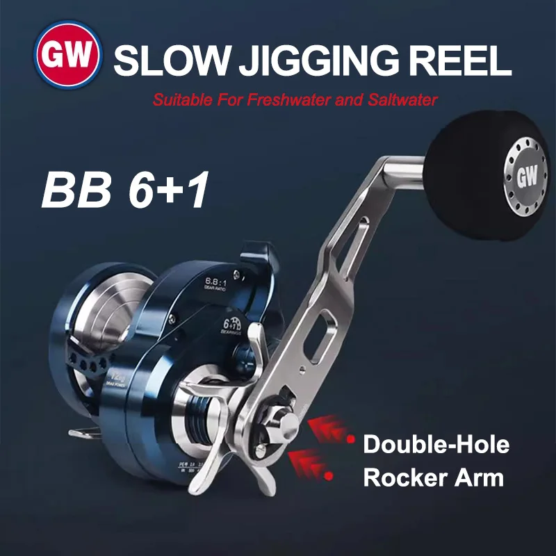 GW Baitcasting-Rolle Angelrolle BB 6+1 für Süß- und Salzwasser SJ1500 BoJiangGong Max Darg Power 12 kg Fisher's Gift