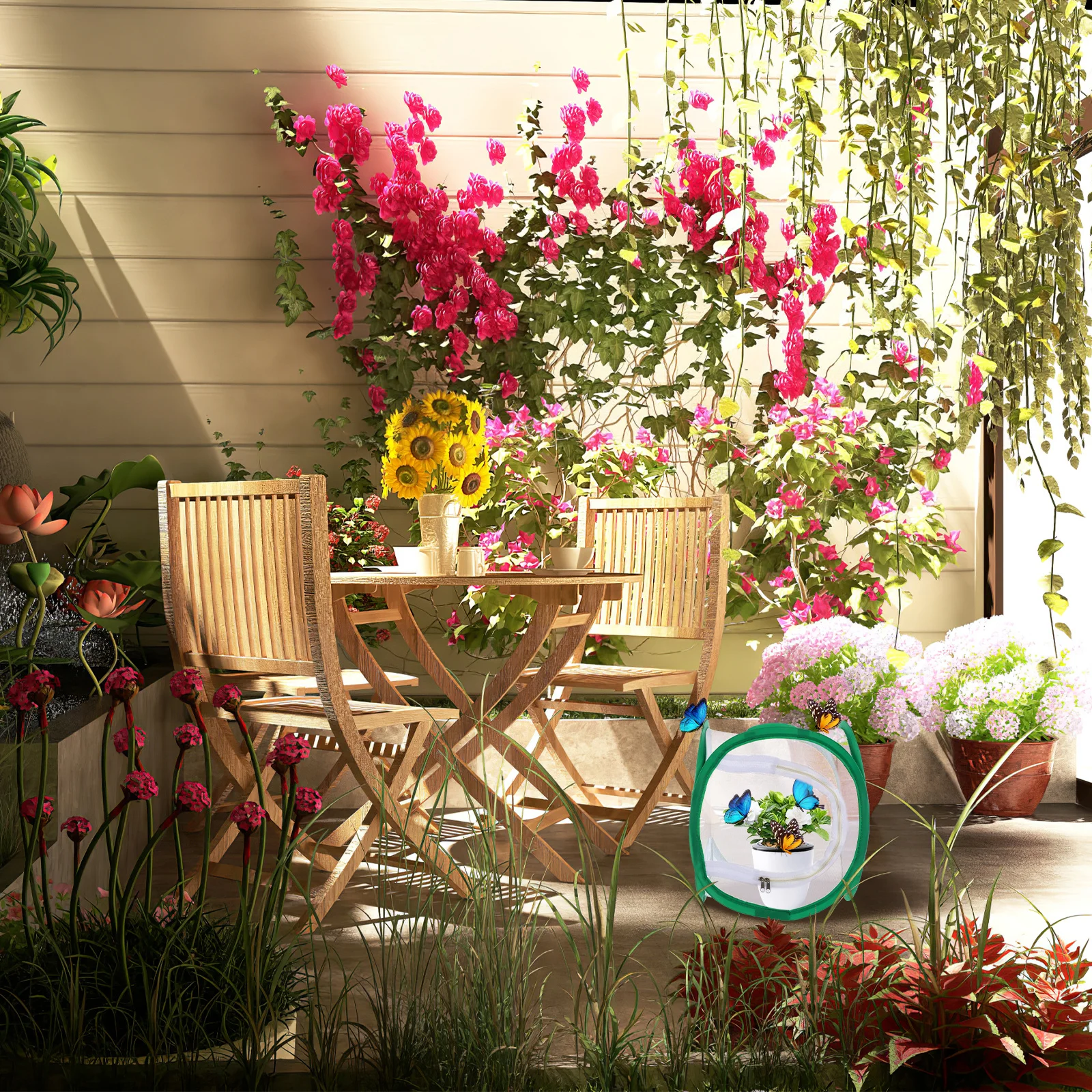 

Foldable Butterfly Cage Habitat 30x30x30cm Mesh Net Observation Box Plant Protective Cover Insect Breeding House