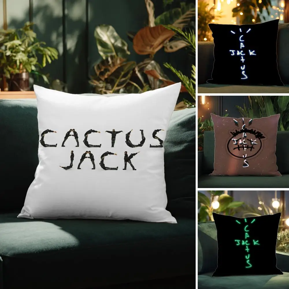 Cool C-Cactus Jack Records Pillow Case Pattern Printed Pillowcase for Living Room Sofa Cushion Cover & Bedroom Decor