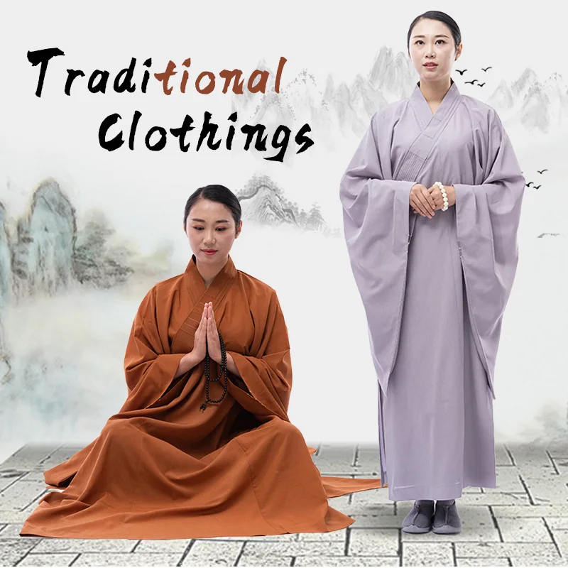 Meditation Zen Shaolin Hanfu Oriental Chinese Traditional Monk Costume Buddhist Clothing Monk Robe Taoism Tibetan Clothes