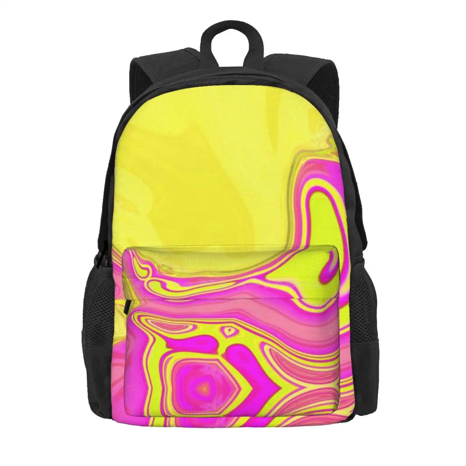 1980S Preppy Hot Pink Yellow Swirls Mid Century Modern Hot Sale Schoolbag Backpack Fashion Bags 1980S Preppy Pastel Colors