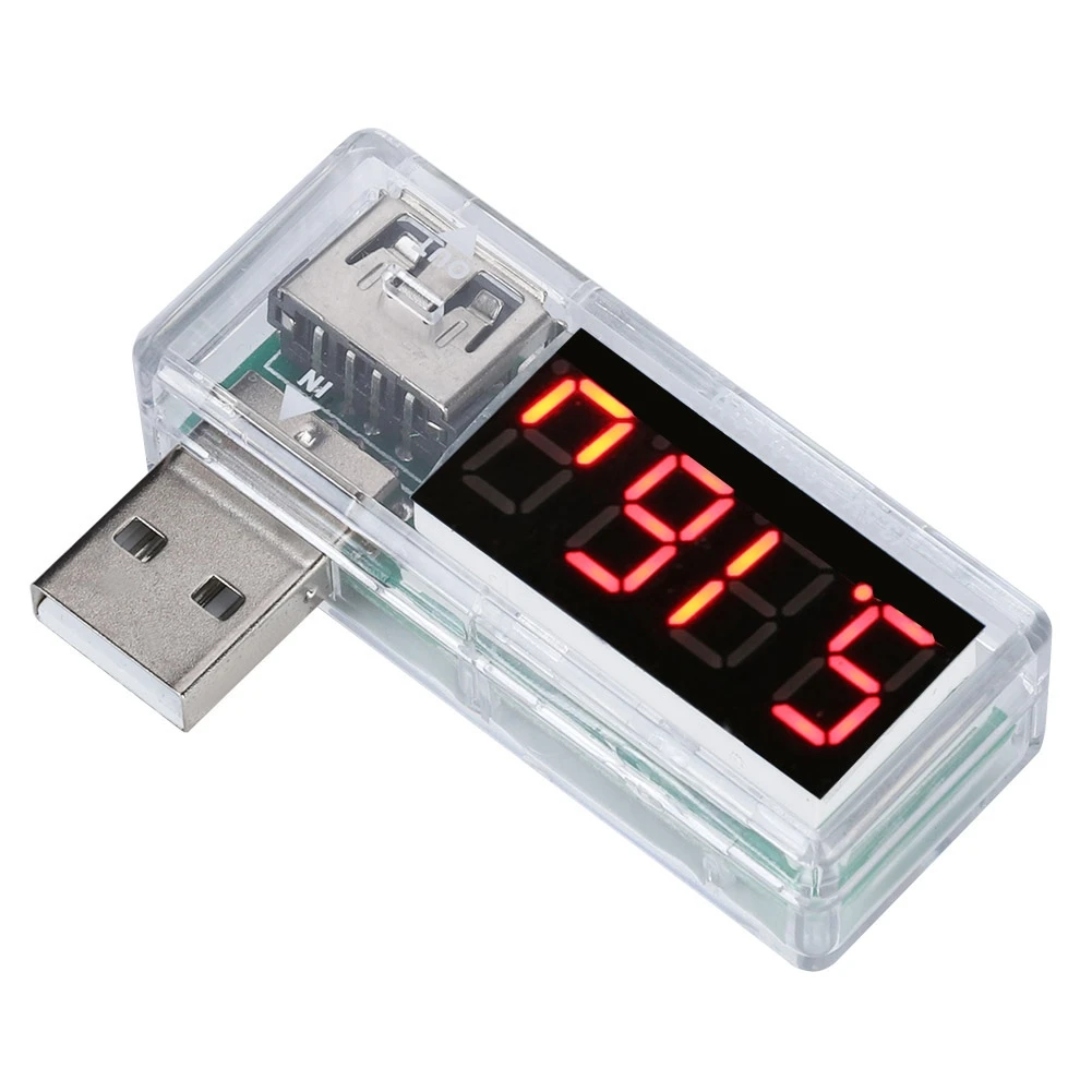 2PCs USB Detector Current Voltage Tester Voltmeter Ammeter Portable for Mobile Phone ChargersWhite