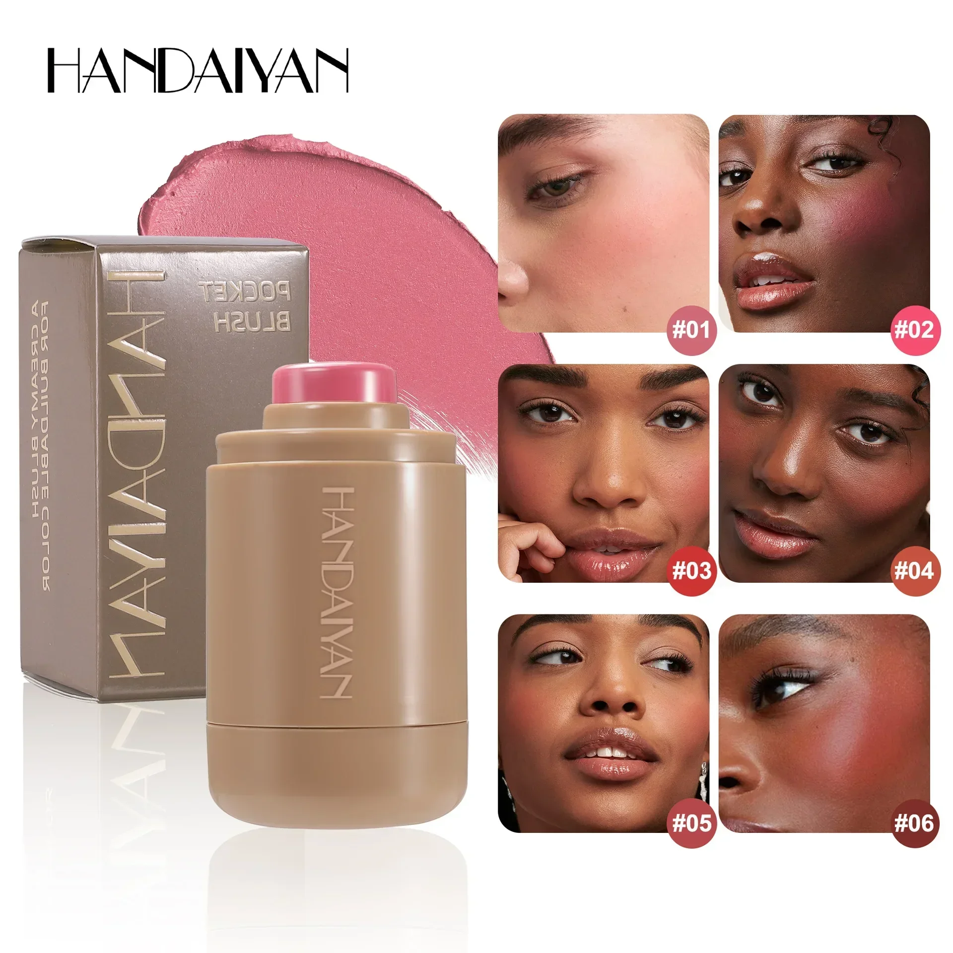 Bastoncino per fard a 6 colori Texture leggera naturale Idratante Impermeabile a lunga durata Moda multifunzione Stick per trucco facile da applicare