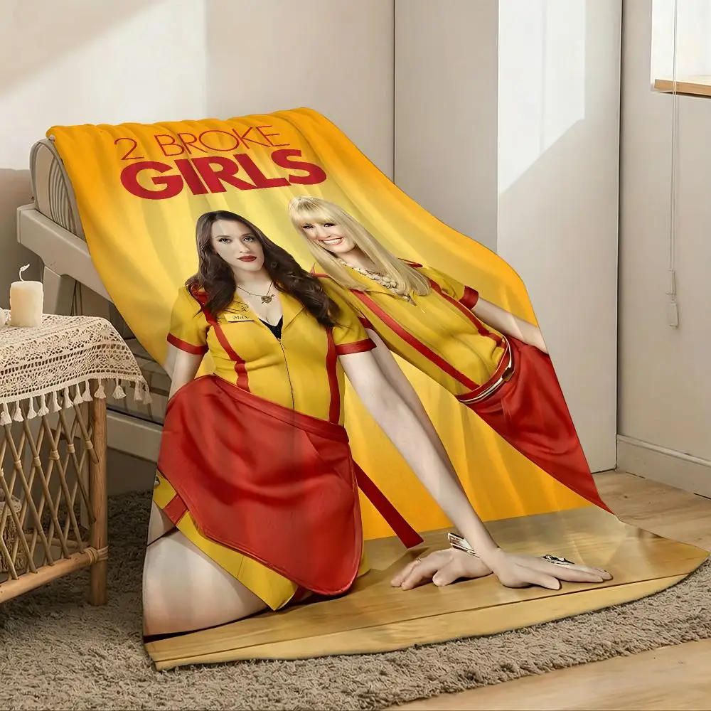 Popular American TV Series 2 Broke Girls Throw Lightweight 240g Flannel Blanket Soft Skin-friendly for Summer Cooling