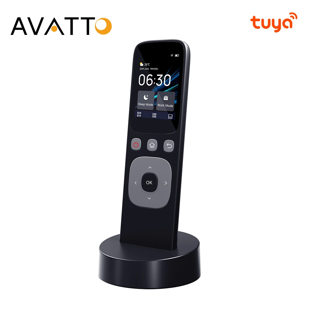 AVATTO WiFi Tuya IR Central Control Panel With Touch Screen Charging Base Handheld Touch Remote Controller For Home Appliance