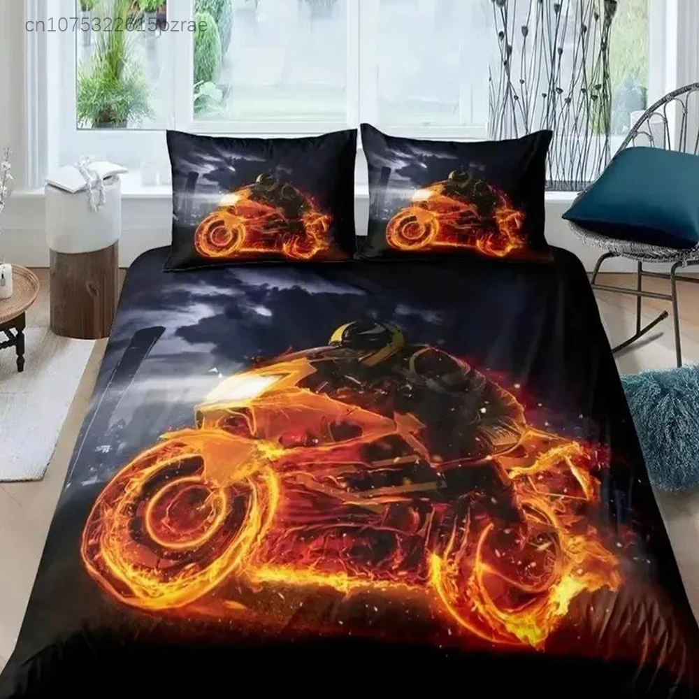New 3D Print Dirt Bike Bedding Set For Bedroom Soft Modern Bedspreads Comefortable Kids Duvet Cover Quilt Cover And Pillowcase
