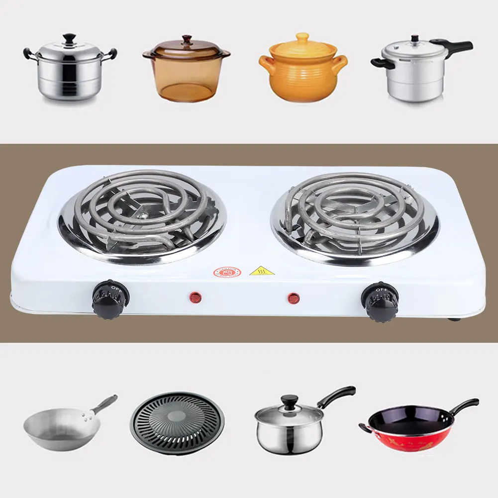 

Electric Furnace Household Doulbe Disc Burner Portable Hot Plate Mosquito Incense Furnace 2000W 45-300℃ Kitchen Stove