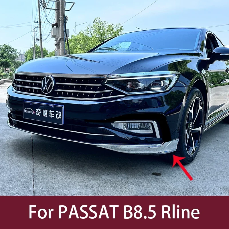 

2PCs ABS chrome front bumper anti collision strips corner guard bumper protector fit for VW Passat B8 rline 2019-2024