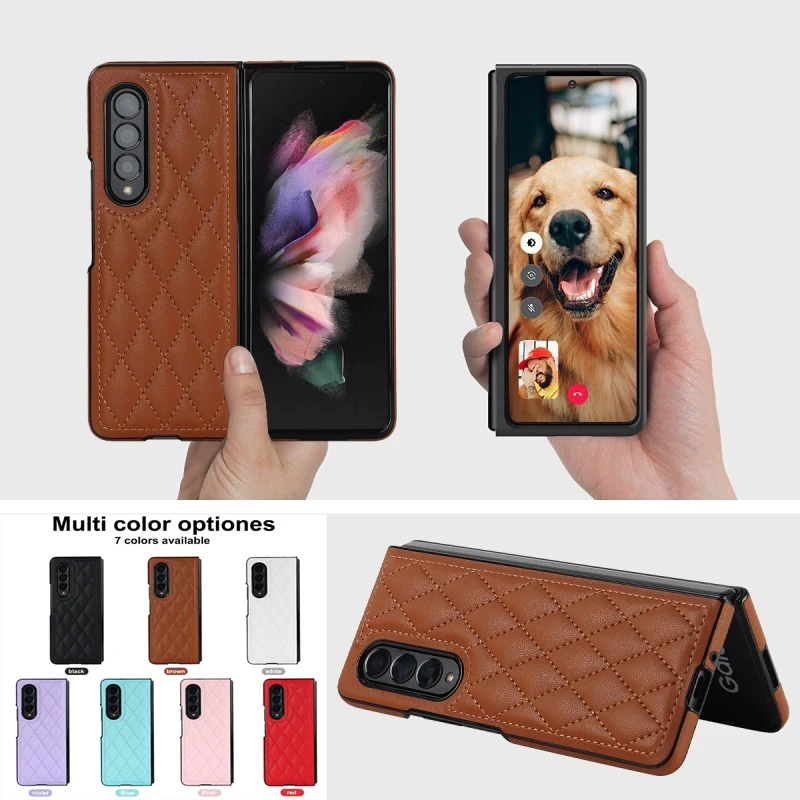 

Solid Color Leather Folding Phone Cover For Samsung Galaxy Z Fold 5 4 Z Fold 3 Full Protection Flip Phone Case Valentine's Gift