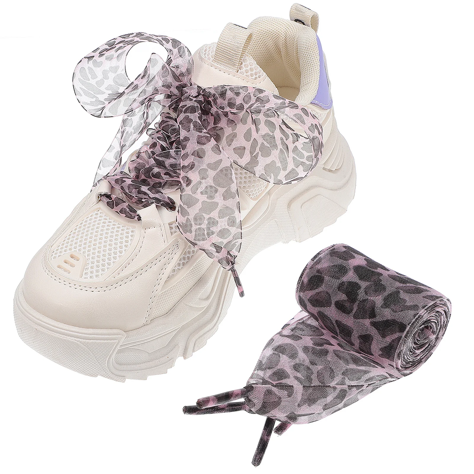 

2Pcs Wide Leopard Laces Stylish Trendy Shoestrings Universal Fit for Sneakers Boots Casual Shoes Leopard Shoe Laces