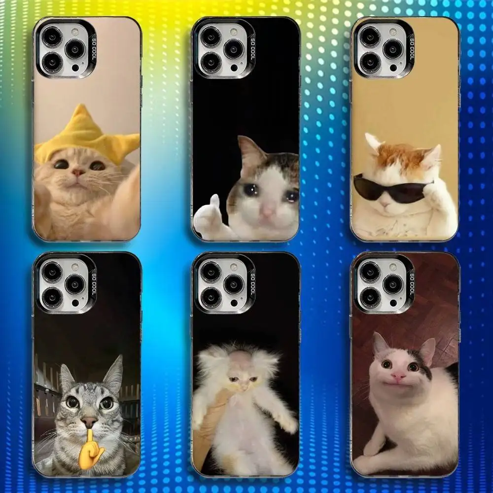 

Cute Funny Cat Meme Phone Case For iPhone 17,16,15,14,13,12,X,8,Pro,Max,Plus,E,SE4,Air,Mini IMD Matte Black