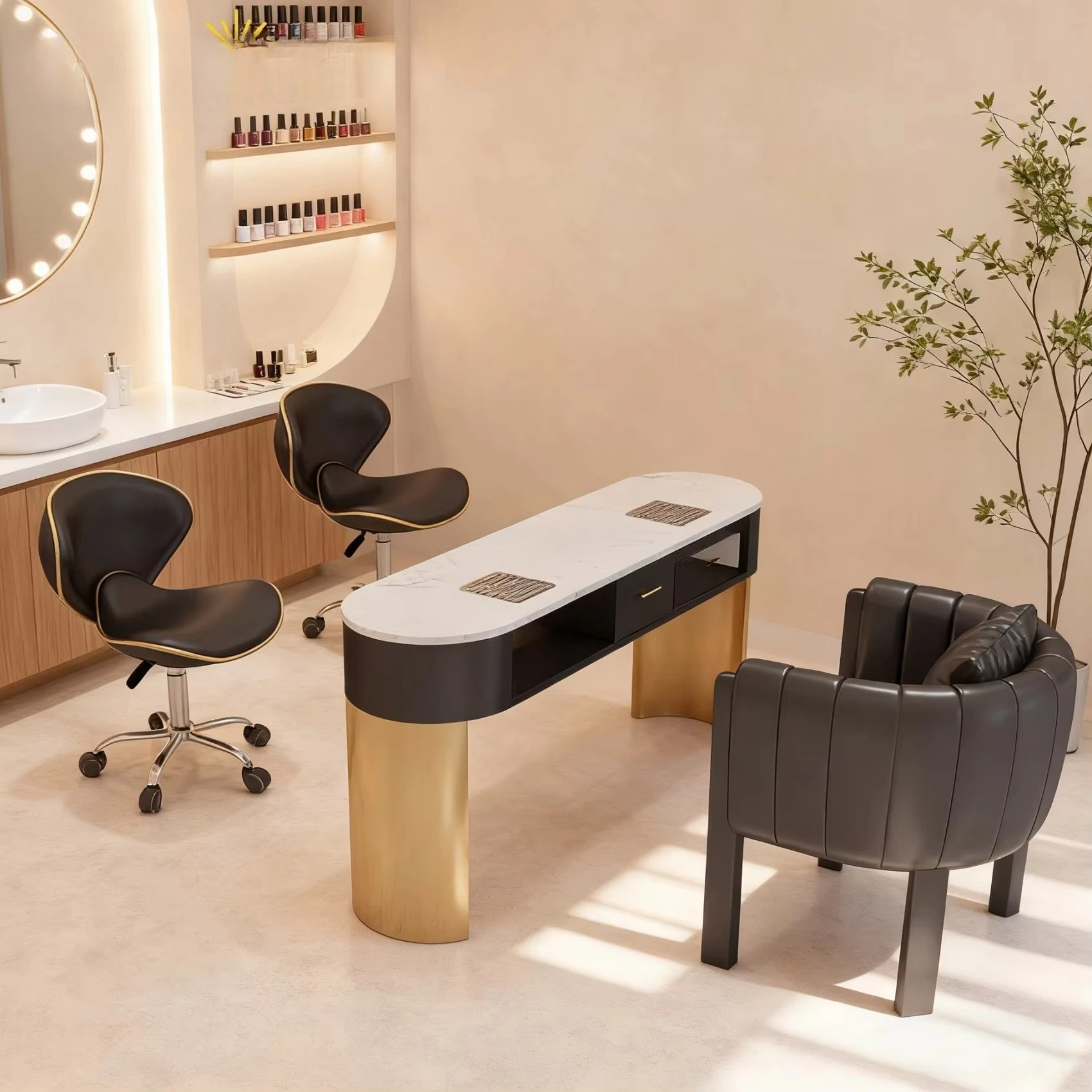 Modern Design Nail Salon Furniture Set Manicure Table and Chair Economically Priced Furniture for Nail Salons