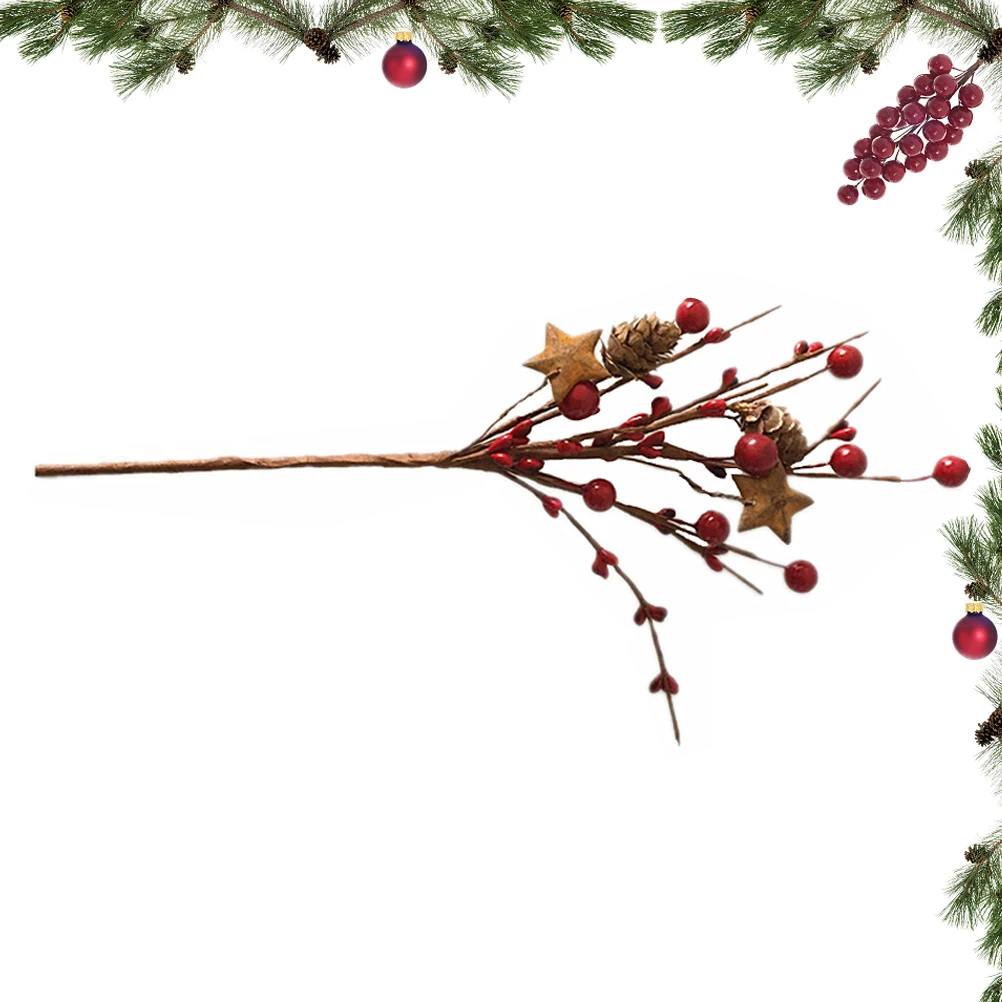 

1pcs Decorative Flower Branches Simulation Berry Artificial Plants Home Wedding Office Christmas Pine Cone Ornaments Fake Branch