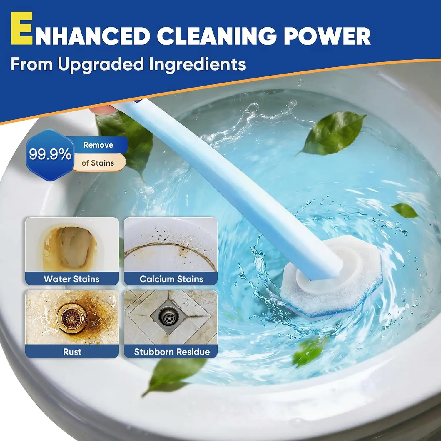 Disposable toilet replacement head, suitable for bathroom cleaning, daily household use, compatible with most toilet brushes