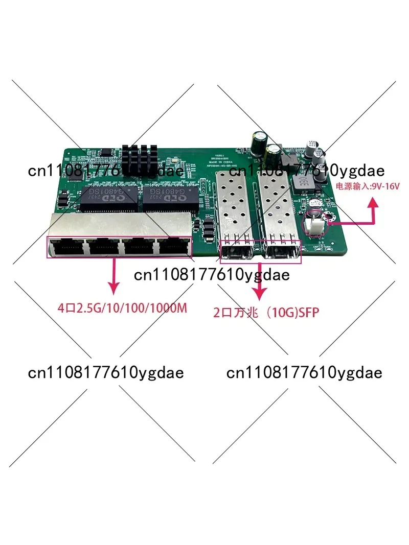 

Промышленный коммутатор с 4 портами 2.5G/1/100/1000M, блоком питания 9В-16В и 2 портами 10G SFP