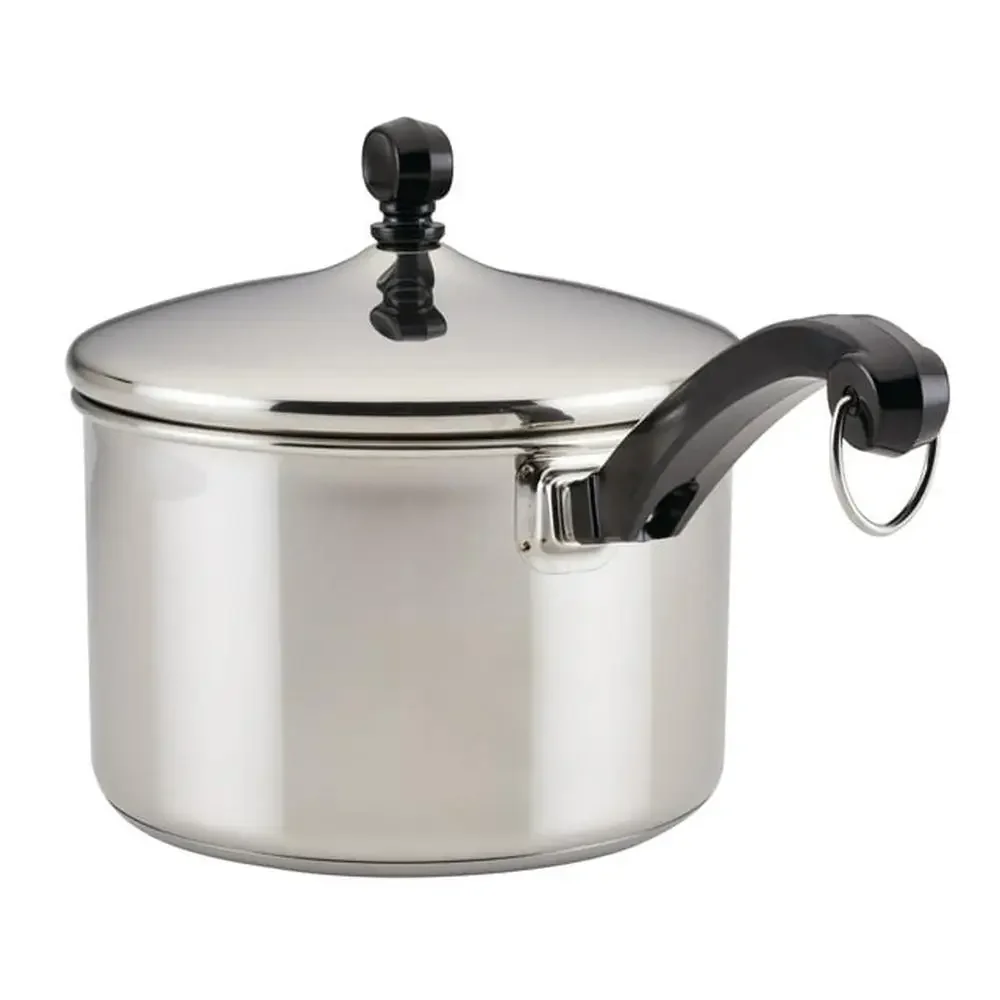 

Classic Stainless Steel 3-Quart Saucepan with Lid Even Heating Induction Cookware Dishwasher & Oven Safe Farberware Cooking