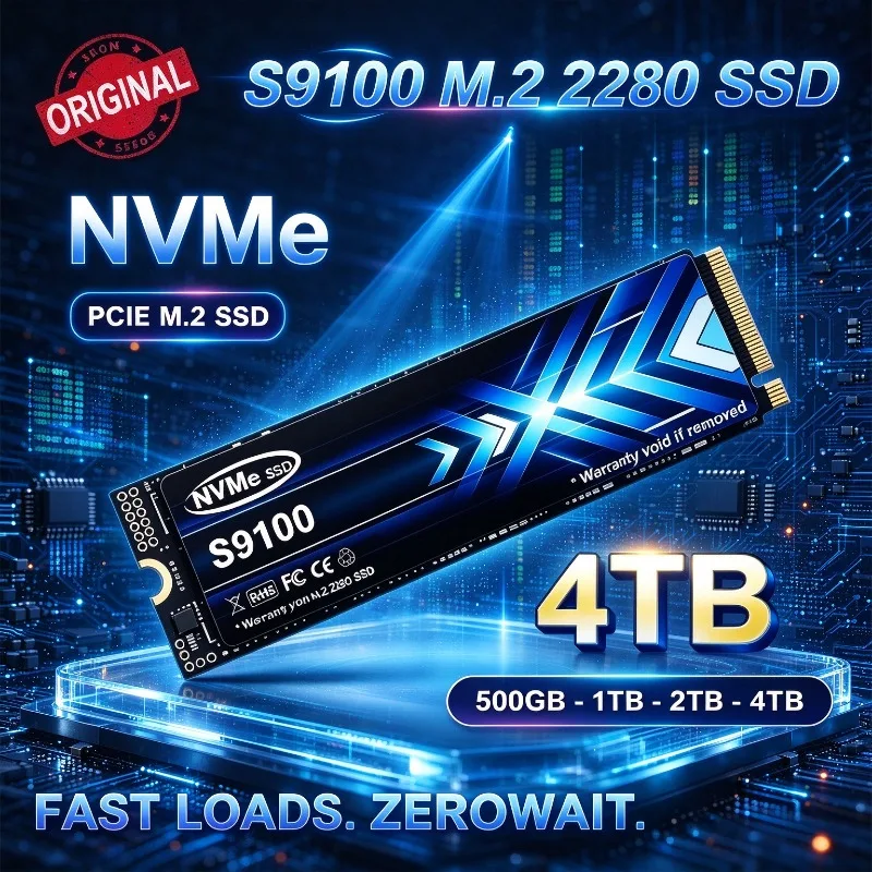 SSD Interno S9100 M2 NVMe PCIe4 500GB 1TB 2TB 4TB para Jogos, Escritório, PC e Laptop de Alta Velocidade