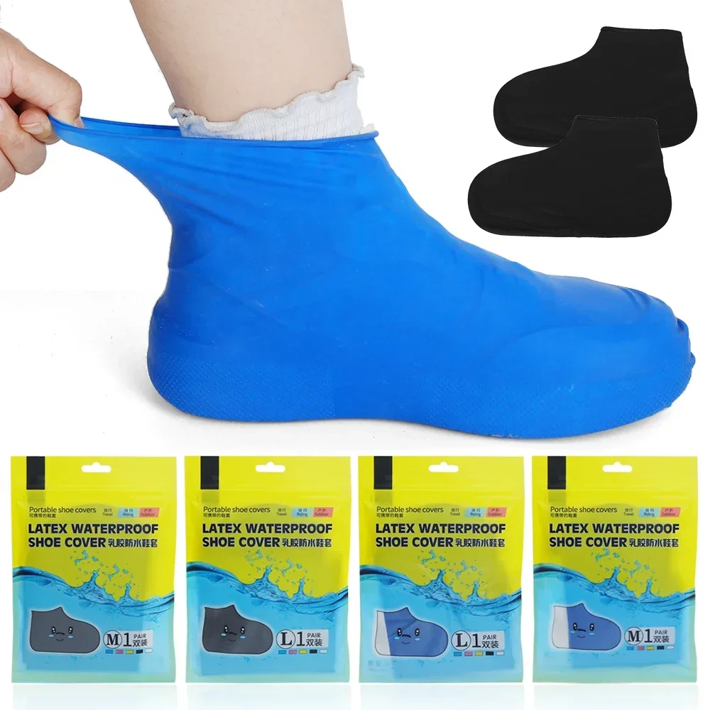 6-1Pairs Silicone Waterproof Shoe Covers Protector Anti-Slip Rain Boot For Outdoor Rainy Day Reusable Wear-Resistant Overshoes