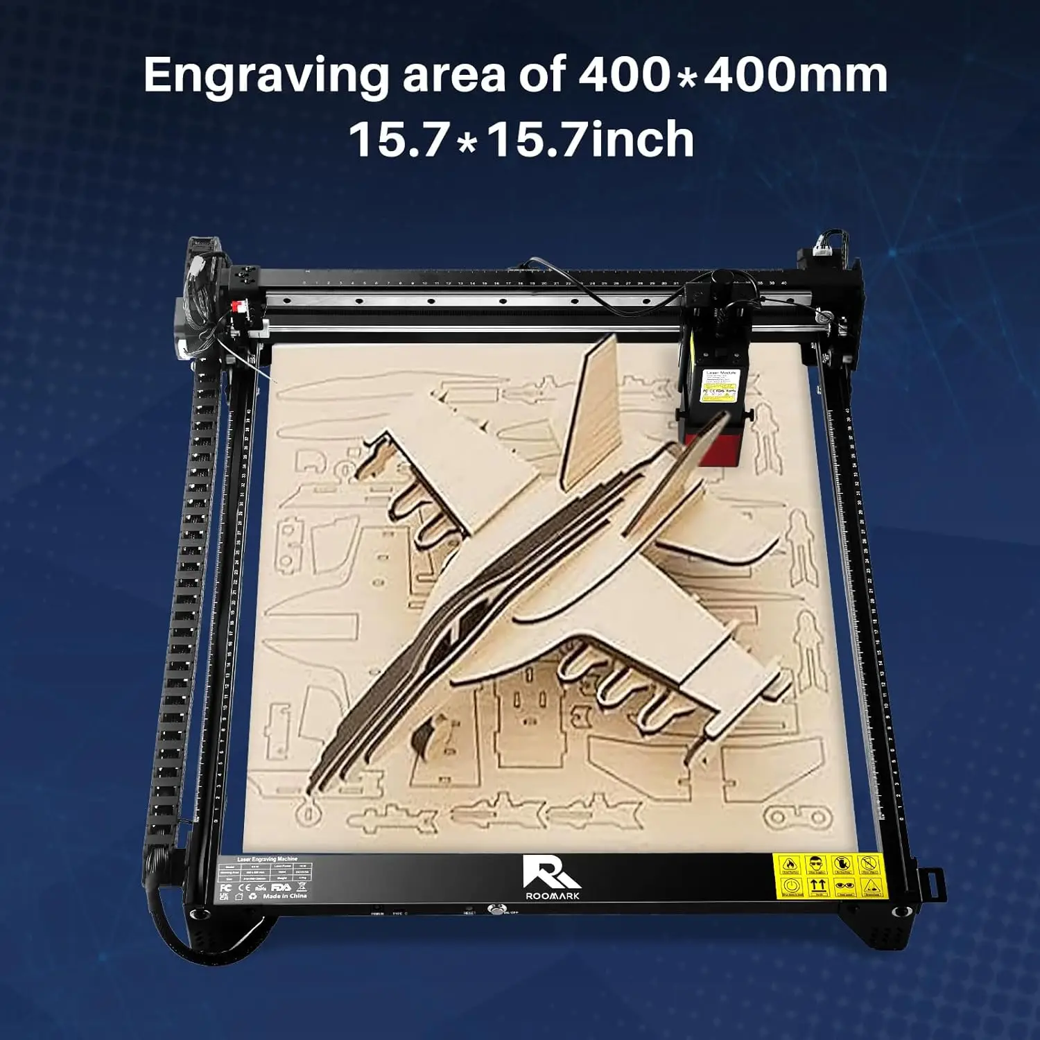 Roomark Laser Engraver Machine, 5 W Output Power High Precision Laser Cutter & Engraver for Wood Metal Acrylic Leather ，Class 4