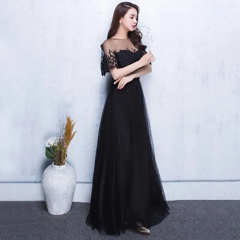 Banquet Luxury Evening Dress 2025 New Fashion Black Elegant Long Slimming Graduation Party Dress For Female Korean
