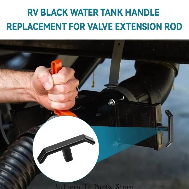 Black Waste Valves Handle Spare Set of 3, Black Pull Handle Parts for Tank Valves Repair, Service Storage, Travel Backup