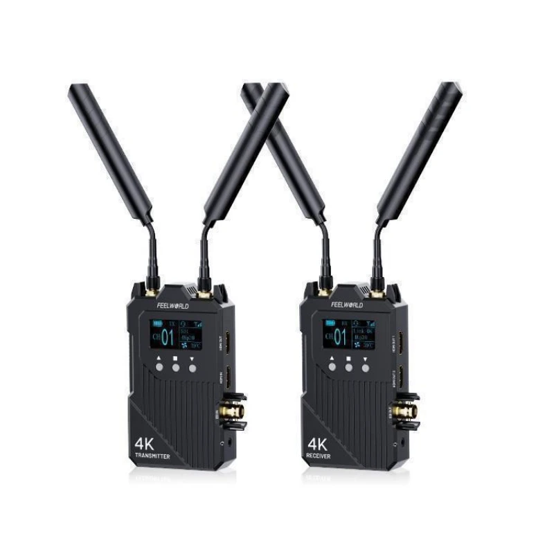 FEELWORLD WT1S 4K Transmisor de vídeo inalámbrico Intercomunicador dúplex Entrada dual HDMI y SDI Salida para transmisión en vivo Cámara para monitorear