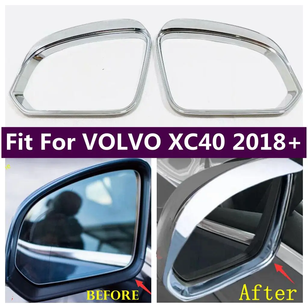 

ABS Chrome Door Rearview Mirror Rain Eyebrow Deflector Blades Weatherstrip Shield Shade Cover Trim For VOLVO XC40 2018 - 2024