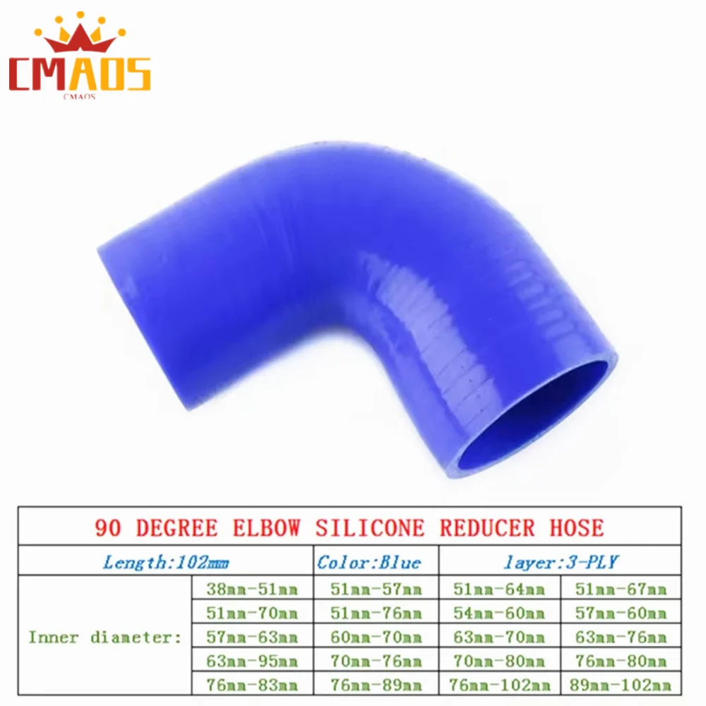 

RADIATOR COOLANT SILICONE BLUE HOSE UNIVERSAL 90 DEGREE REDUCER PIPE TURBO INTERCOOLER