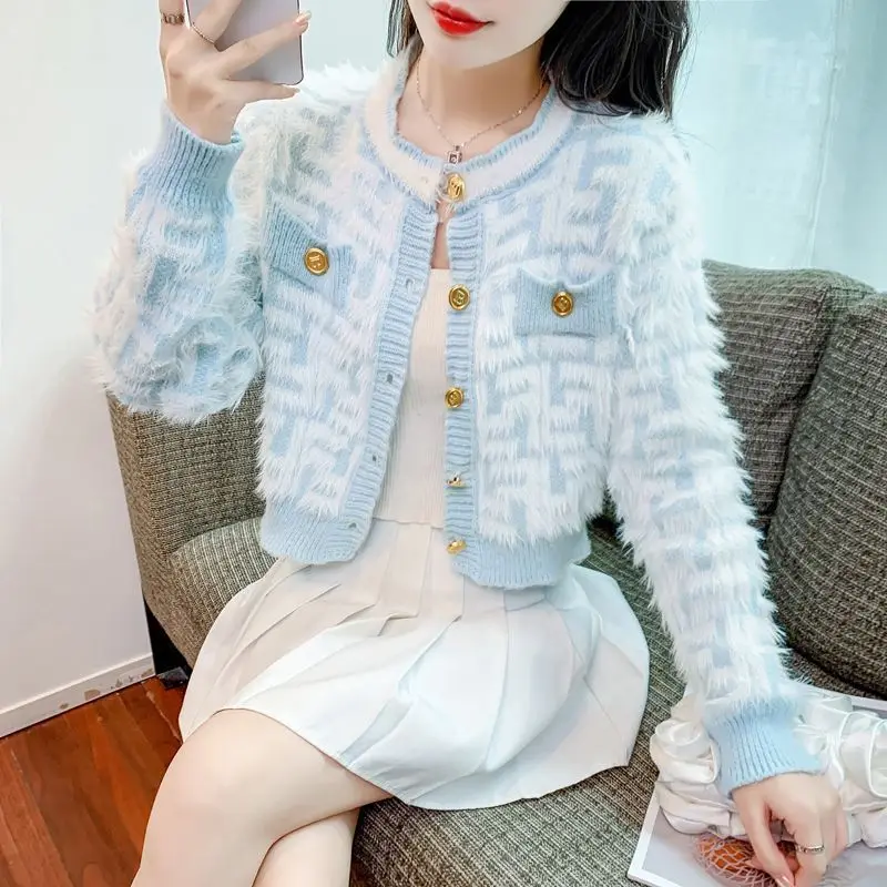 Women's Cardigans Cropped Aesthetic Crochet Top Y2k Wear To Work Harajuku Elegant Jackets Coquette Fashion Ladies Knit Sweaters