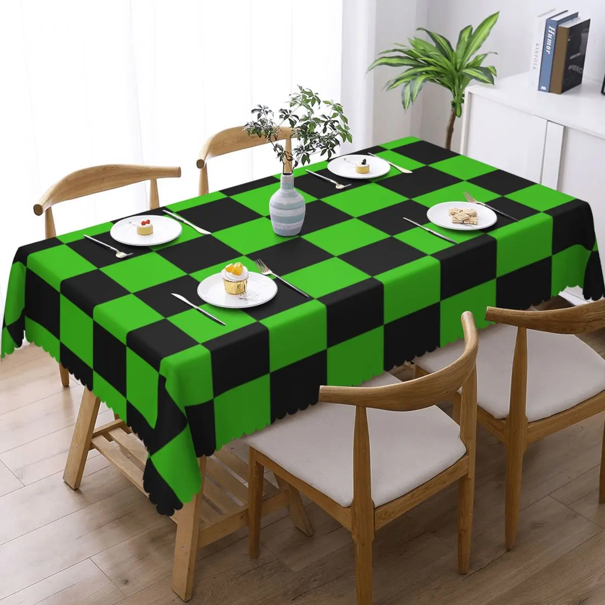 Custom Rectangular Checkered Pattern Tablecloth Fit 40